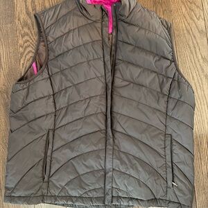 Lands' End Women's Brown and Pink Quilted Vest